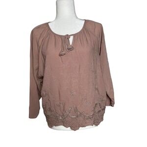 Lovestitch Mauve Light Pink Boho Top 3/4 Sleeve Size S/M